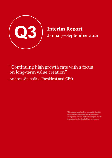 Miniature Volati AB Rapport trimestriel 2021-q3