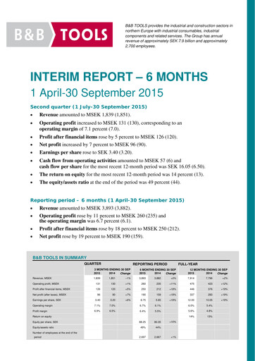 Vorschaubild Bergman & Beving Halbjahresbericht 2015-h1