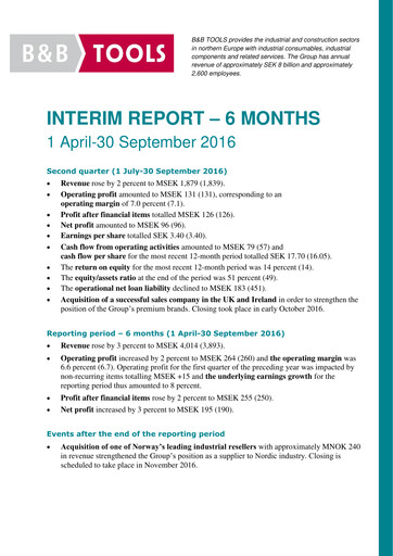 Vorschaubild Bergman & Beving Halbjahresbericht 2016-h1