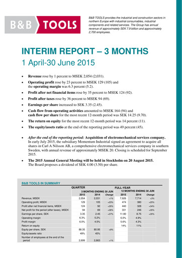Vorschaubild Bergman & Beving Quartalsbericht 2015-q1