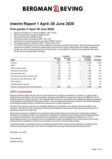 Vorschaubild Bergman & Beving Quartalsbericht 2020-q1