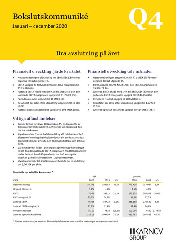 Thumbnail Karnov Group Quarterly Report 2020-q4
