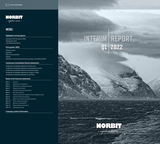 Thumbnail Norbit ASA Quarterly Report 2022-q1