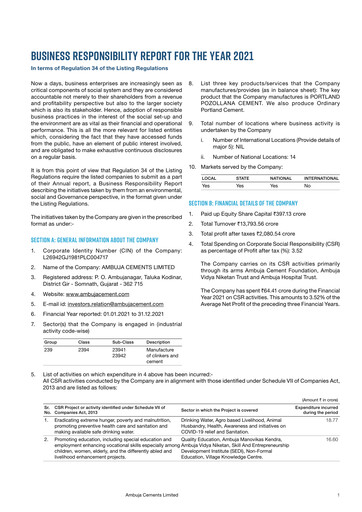 Thumbnail Ambuja Cements
 ESG Report 2021