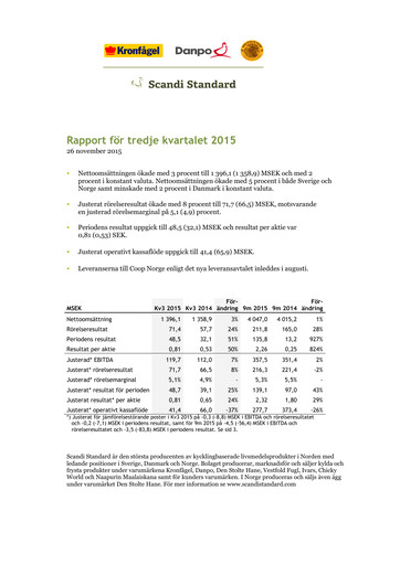 Thumbnail Scandi Standard AB Quarterly Report 2015-q3