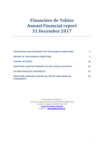 Thumbnail Financière de Tubize Annual Report 2017
