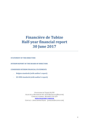 Thumbnail Financière de Tubize Half-year Report 2017-h1