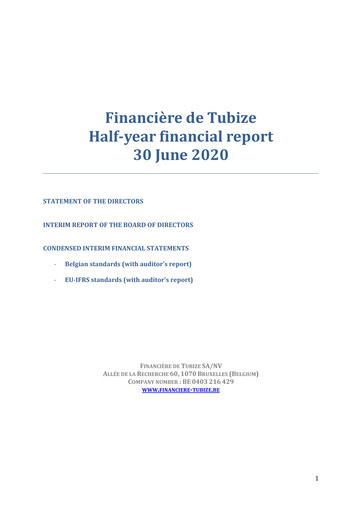 Thumbnail Financière de Tubize Half-year Report 2020-h1