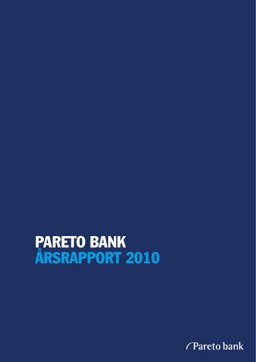 Thumbnail Pareto Bank Annual Report 2010