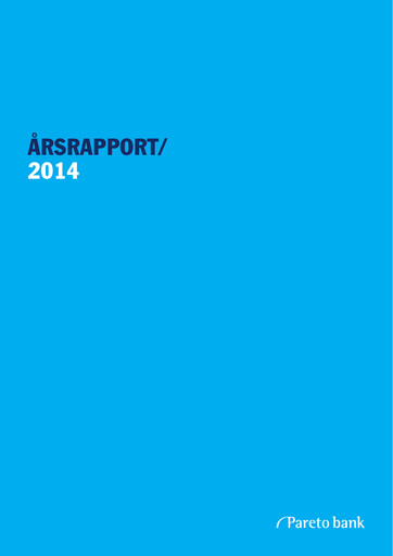 Thumbnail Pareto Bank Annual Report 2014