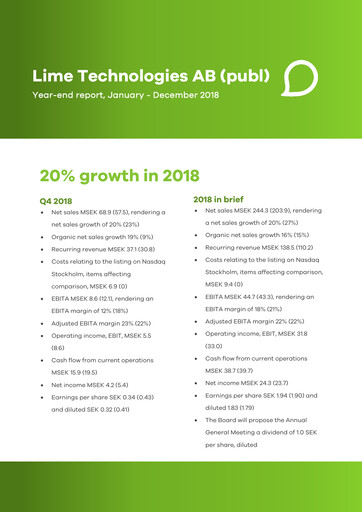 Thumbnail Lime Technologies AB Quarterly Report 2018-q4