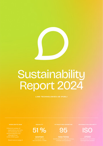Thumbnail Lime Technologies AB Sustainability Report 2024