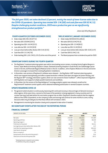 Miniature RaySearch Laboratories AB Rapport trimestriel 2020-q4
