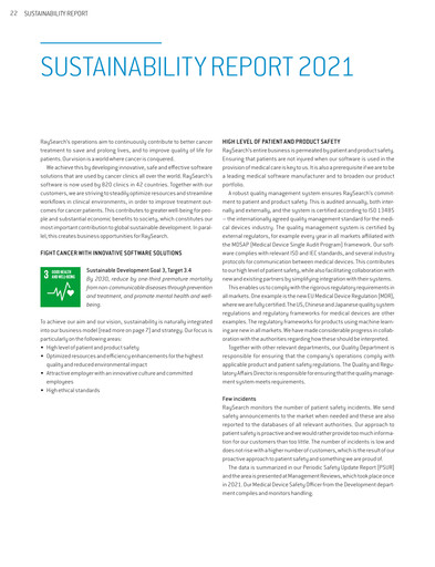 Miniature RaySearch Laboratories AB Rapport de durabilité 2021