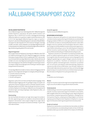 Miniature RaySearch Laboratories AB Rapport de durabilité 2022