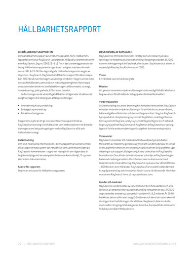 Miniature RaySearch Laboratories AB Rapport de durabilité 2023