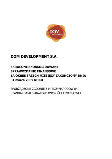 Thumbnail Dom Development Quarterly Report 2009-q1
