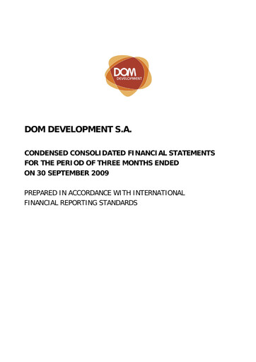 Thumbnail Dom Development Quarterly Report 2009-q3