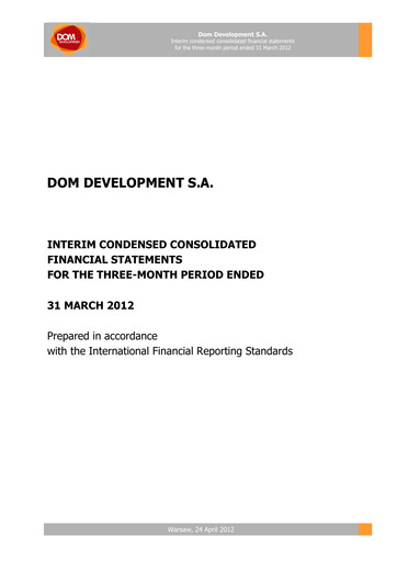 Thumbnail Dom Development Quarterly Report 2012-q1