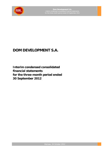 Thumbnail Dom Development Quarterly Report 2012-q3