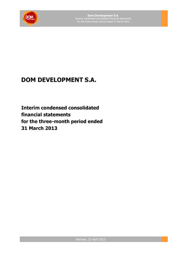 Thumbnail Dom Development Quarterly Report 2013-q1