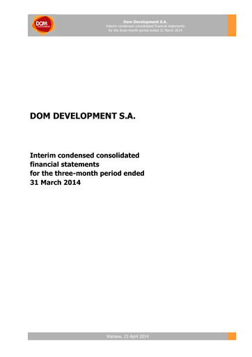 Thumbnail Dom Development Quarterly Report 2014-q1
