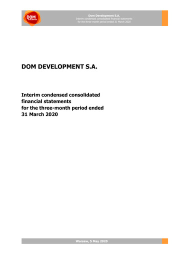 Thumbnail Dom Development Quarterly Report 2020-q1