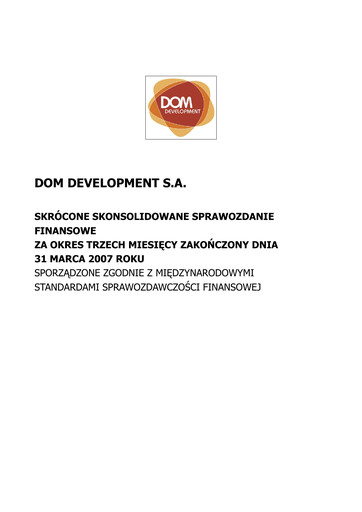 Thumbnail Dom Development Quarterly Report 2007-q1