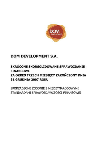 Thumbnail Dom Development Quarterly Report 2007-q4