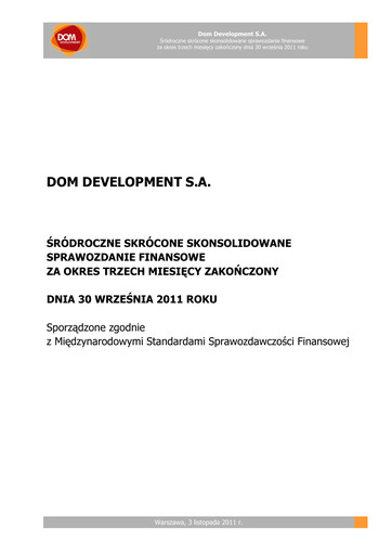 Thumbnail Dom Development Quarterly Report 2011-q3