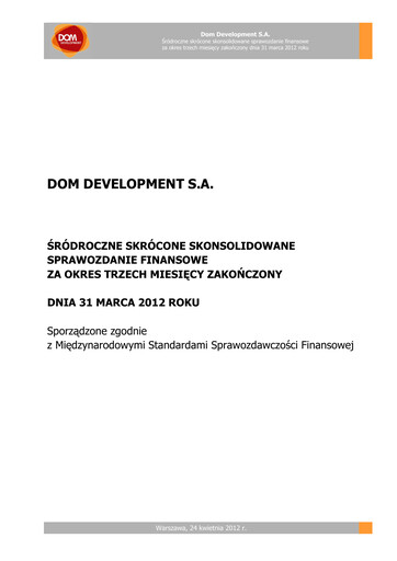 Thumbnail Dom Development Quarterly Report 2012-q1