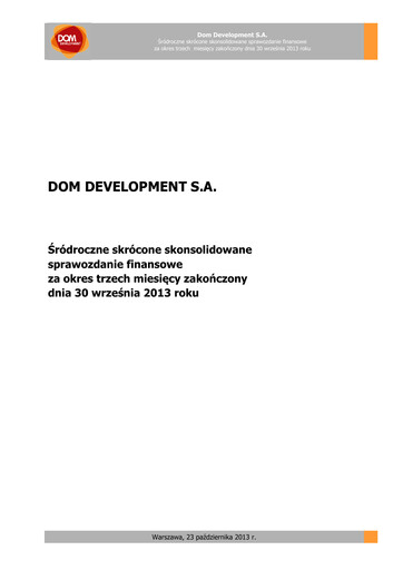 Thumbnail Dom Development Quarterly Report 2013-q3