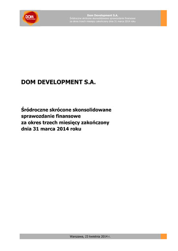 Thumbnail Dom Development Quarterly Report 2014-q1