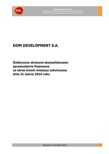 Thumbnail Dom Development Quarterly Report 2016-q1