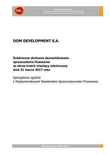 Thumbnail Dom Development Quarterly Report 2017-q1