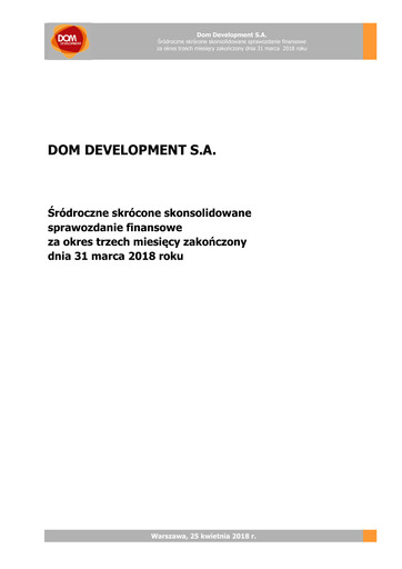 Thumbnail Dom Development Quarterly Report 2018-q1