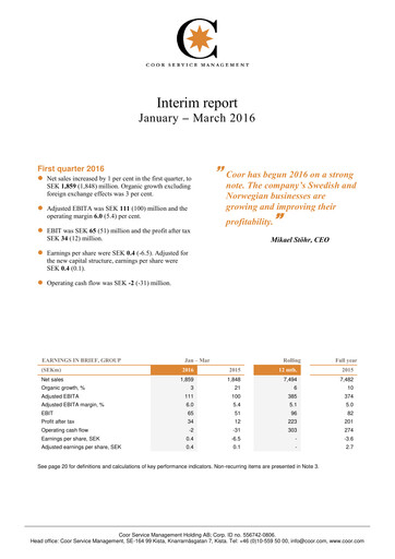 Thumbnail Coor Service Management Holding AB Quarterly Report 2016-q1