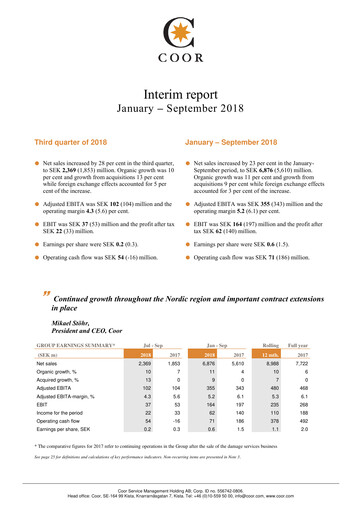 Thumbnail Coor Service Management Holding AB Quarterly Report 2018-q3