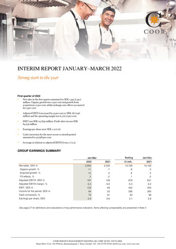 Thumbnail Coor Service Management Holding AB Quarterly Report 2022-q1