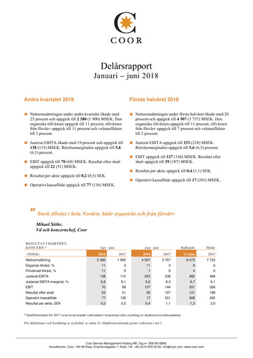 Thumbnail Coor Service Management Holding AB Quarterly Report 2018-q2