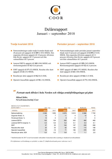 Thumbnail Coor Service Management Holding AB Quarterly Report 2018-q3