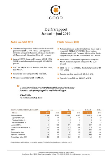 Thumbnail Coor Service Management Holding AB Quarterly Report 2019-q2
