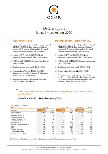 Thumbnail Coor Service Management Holding AB Quarterly Report 2020-q3