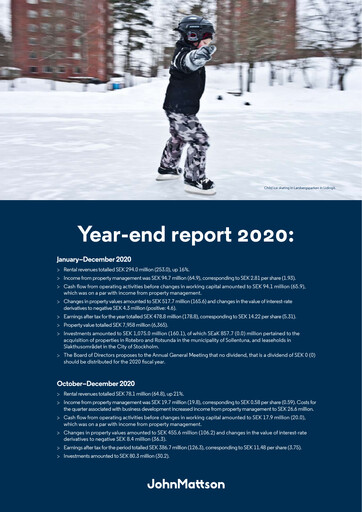 Miniature John Mattson Fastighetsföretagen Rapport financier 2020