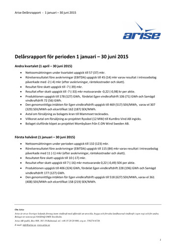 Miniature Arise AB Rapport semestriel 2015-h1