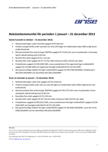 Miniature Arise AB Rapport trimestriel 2013-q4