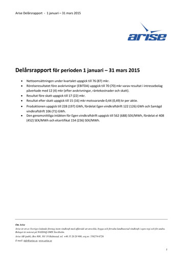 Miniature Arise AB Rapport trimestriel 2015-q1