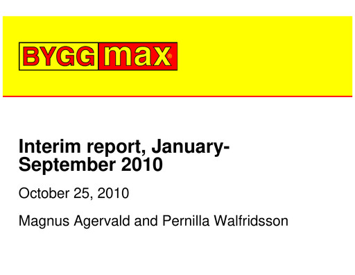 Thumbnail Byggmax Group Quarterly Report 2010-q3