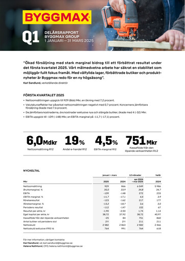 Vorschaubild Byggmax Group Quartalsbericht 2025-q1