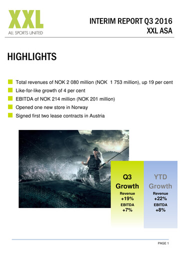 Thumbnail XXL ASA Quarterly Report 2016-q3